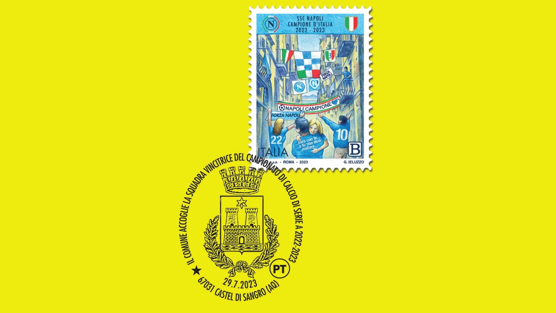 Poste Italiane: domani a Castel Di Sangro presso il palazzetto dello Sport il francobollo e l'annullo ufficiale dedicato ai Campioni d'Italia.